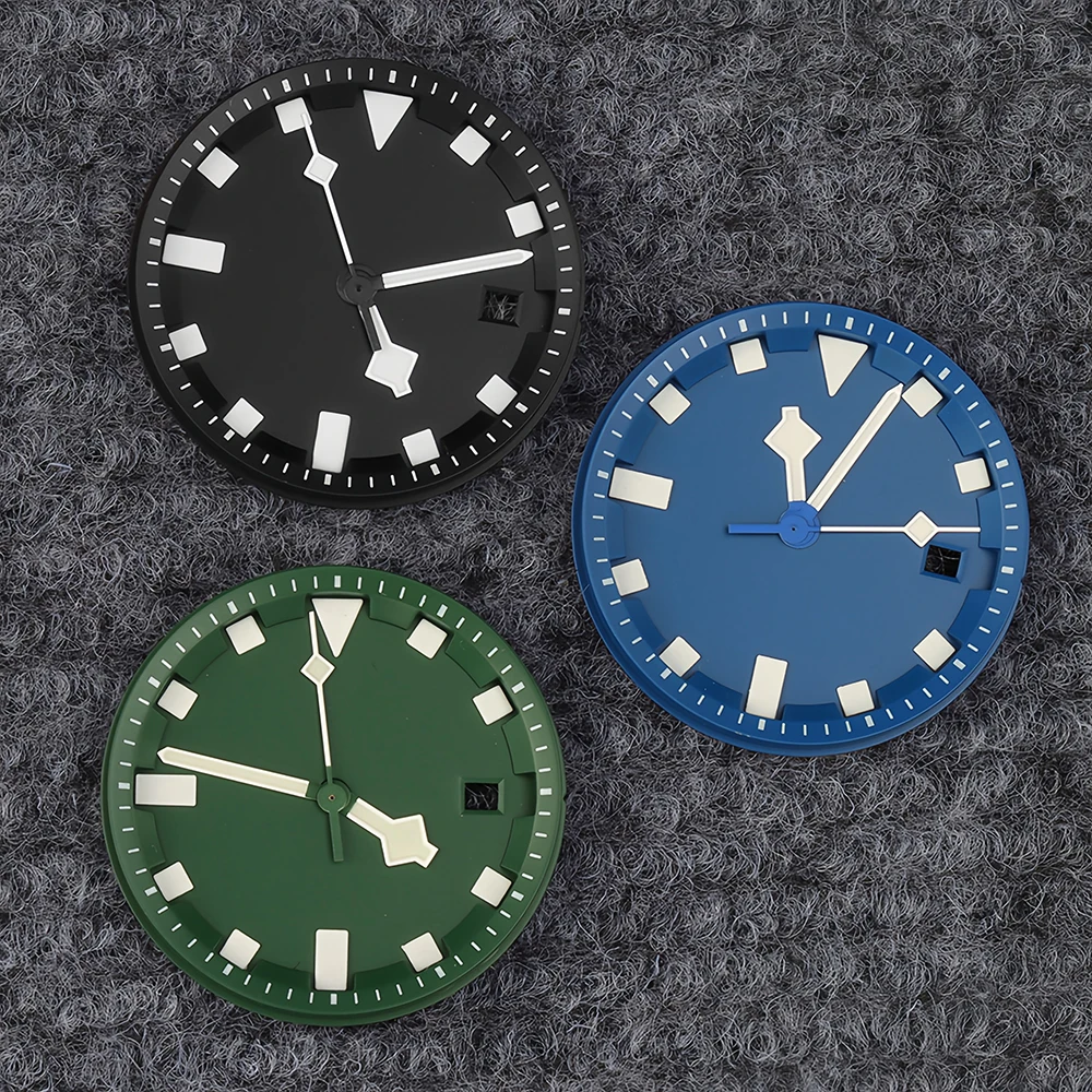 

Miyota 8215 Dial 31.8mm Green/Black Watch Dial Hand Ice Blue Luminous For Pelagos Watch Case Fit Miyota 8215 Movement Watch Face