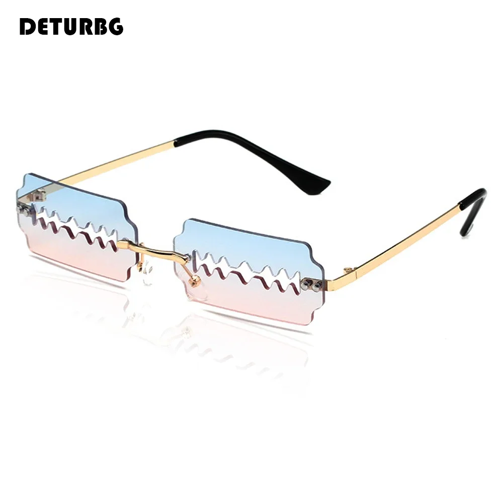 Fashion Rimless Hollow Out Blade Sunglasses Streetwear Women Luxury Funny Sun Glasses Shades UV400 2024 Brand Designer SG029