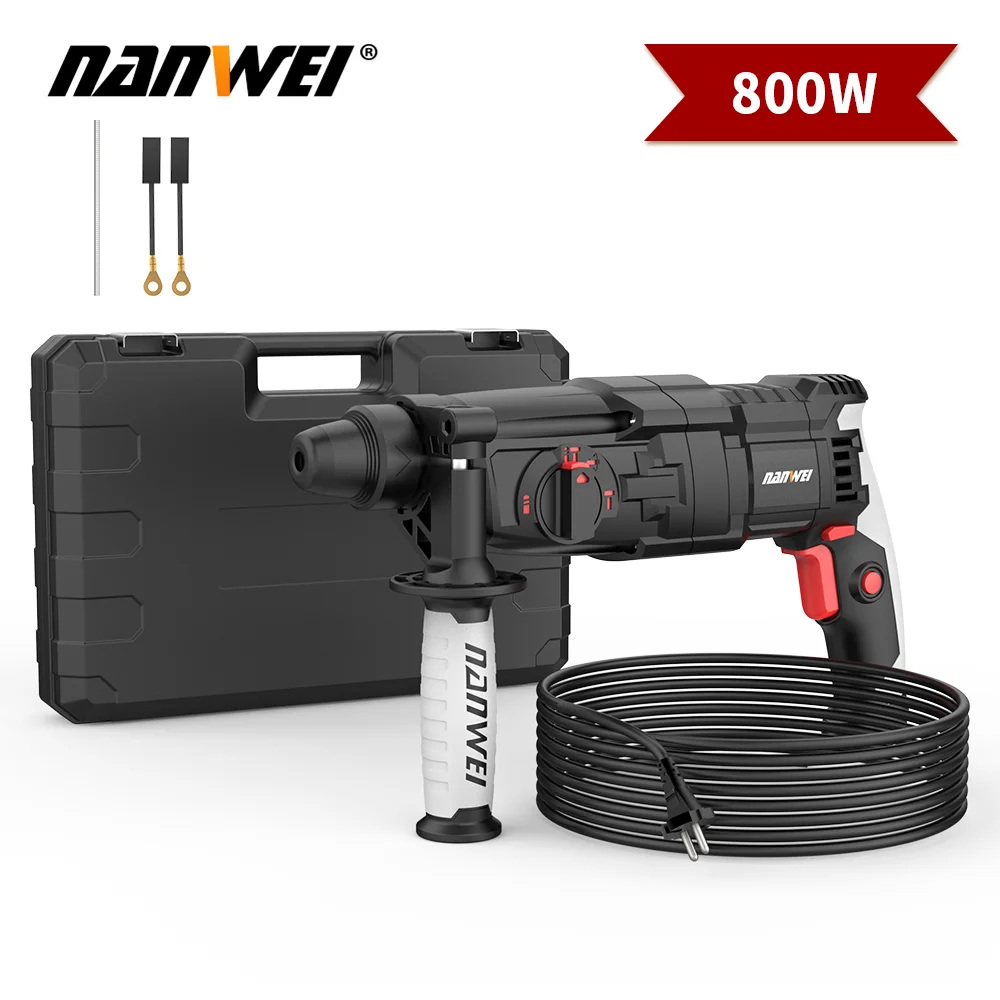 Imagem -02 - Nanwei-martelo Elétrico Leve Grau Industrial Broca de Impacto Martelo Elétrico Dupla Utilização Multi Função