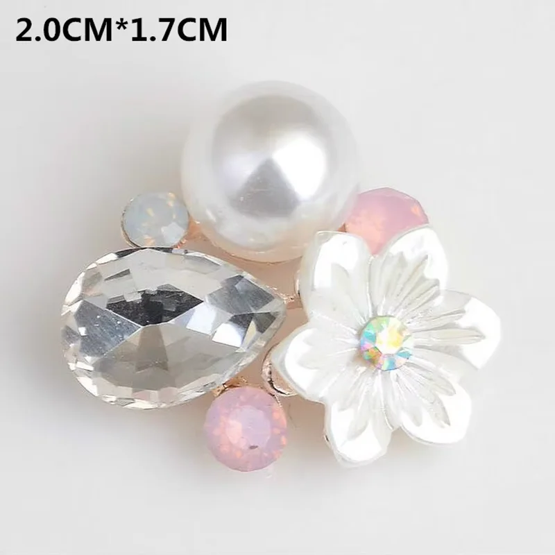 10Pcs Pearl Rhinestone Embellishments Buttons Flatback Decorative For Handicraft Bowknot Flower Decoration DIY Craft Supplies