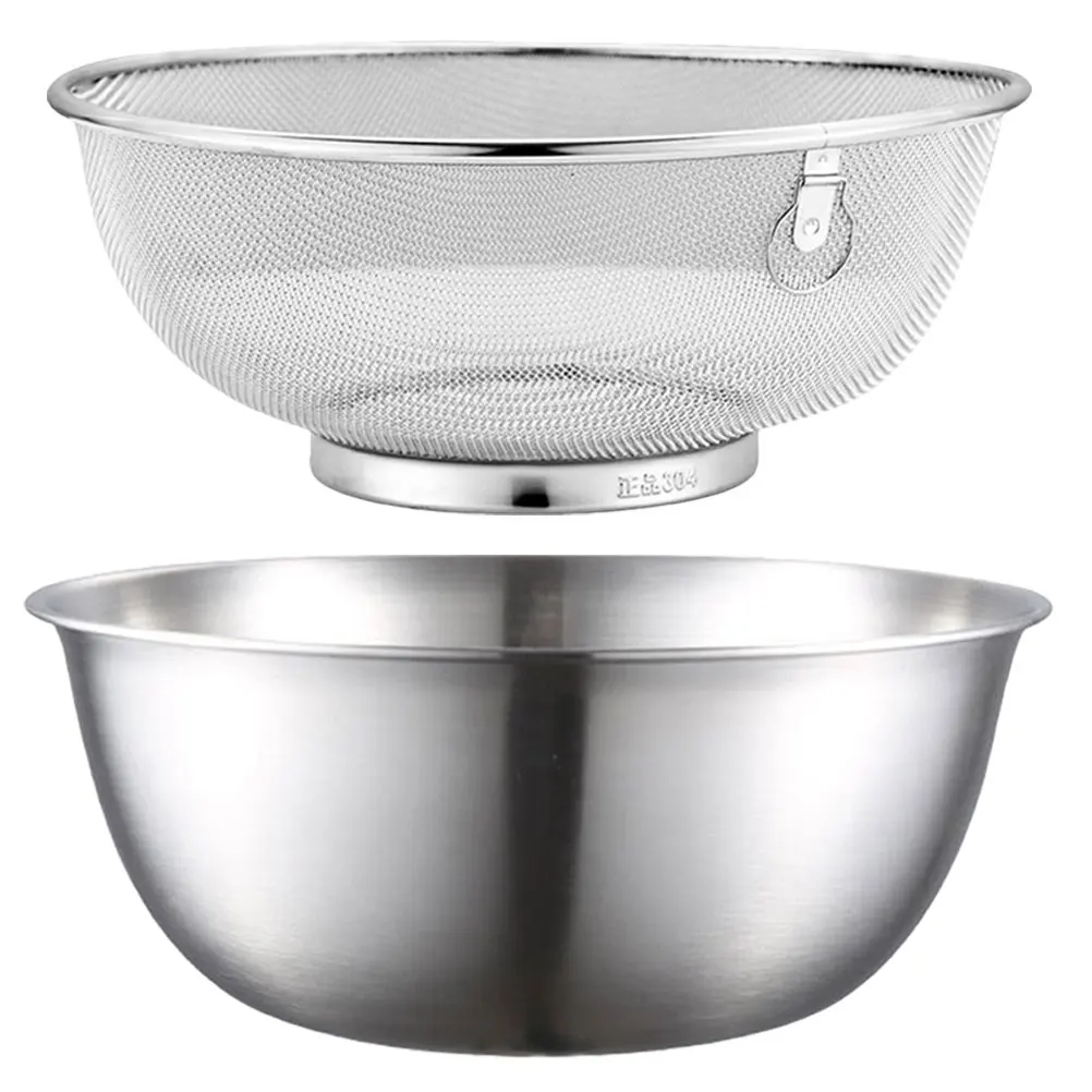 2pcs Stainless Steel Double Vegetable Drain Basket Strainer Double Vegetable Drain Basket Double Drain Vegetable Drain Basket