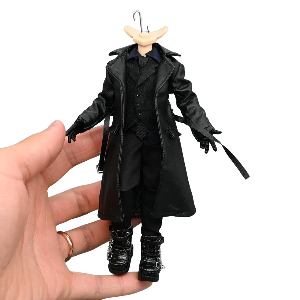 1/12 Scale Trendy Long Windbreaker Coat Shirt Shoe Model Dolls Decor for 6'' Asi 3.0 Action Figures Body Dolls Accessory