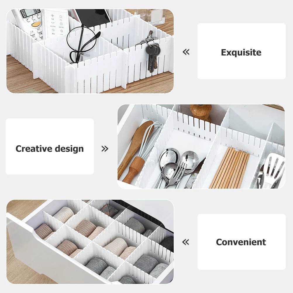 12 Pcs Drawer Divider Size Plastic DIY Dividers Partition Plate Storage Useful Sub-grid Organizer Freely Pp Multipurpose Design