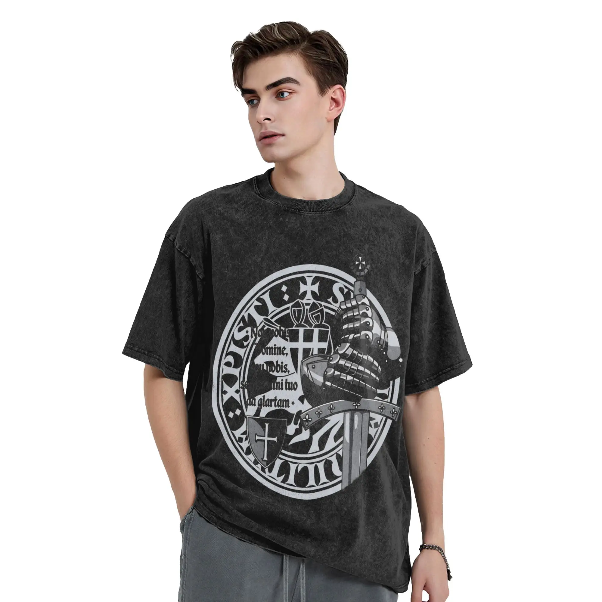 Nonobis St. George Crusader Order Templar Order Seal T-Shirt Men Crew Neck Short Sleeve T Shirts Graphic Printed Tops