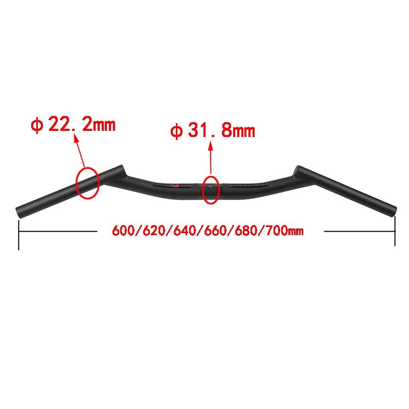 2022 ZNIINO New Mountain Bike Full Carbon Fibre Handlebar Carbon Bicycle Flat Rise MTB Parts 31.8*600-700mm