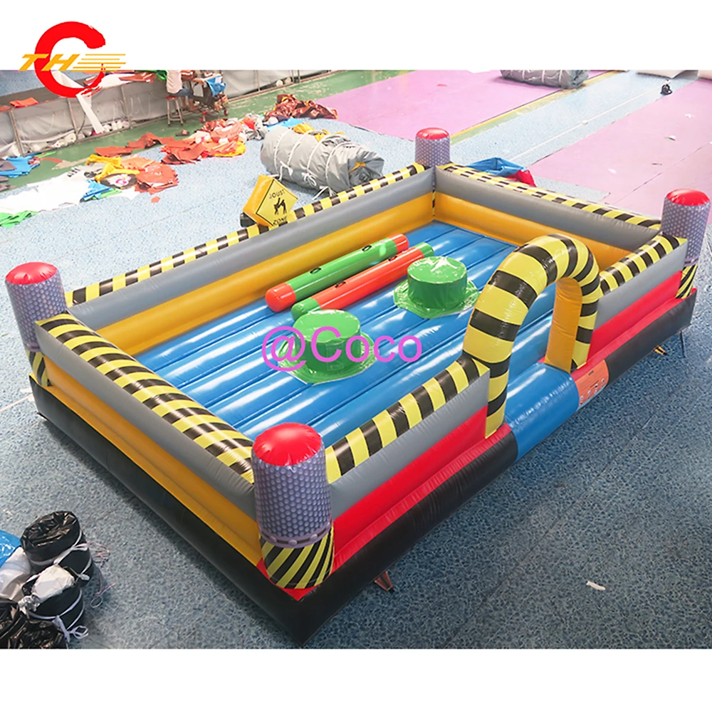 free air ship to door,6x4m Inflatable sport games wrecking inflatable gladiator joust zone inflatable interactive games