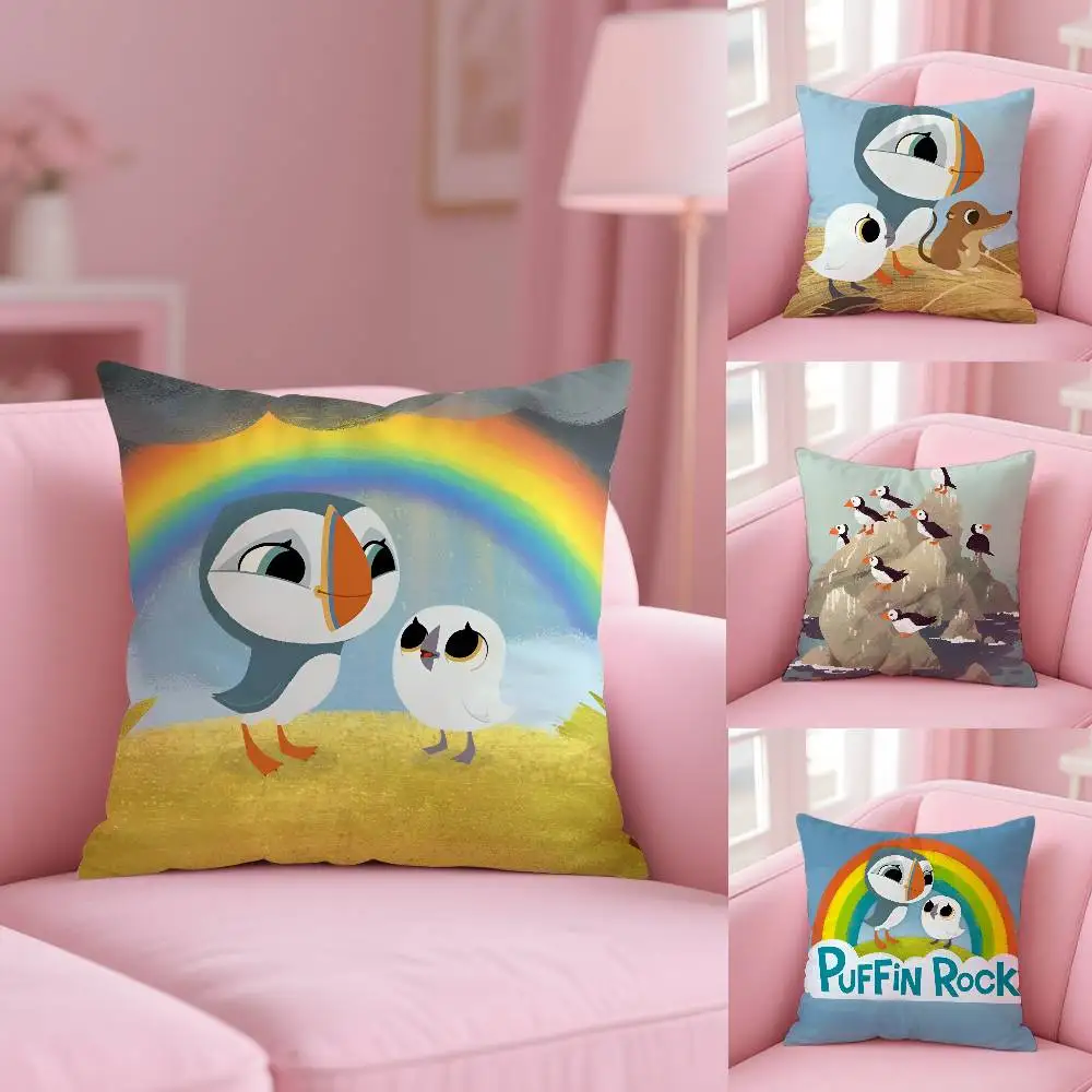 Kwaii Puffin Rock P-Preschool Pillow Case Custom Printed Brushed Fleece Pillow, Baby Skin-Touch, Eco-Friendly Dye-Sublimation Cu