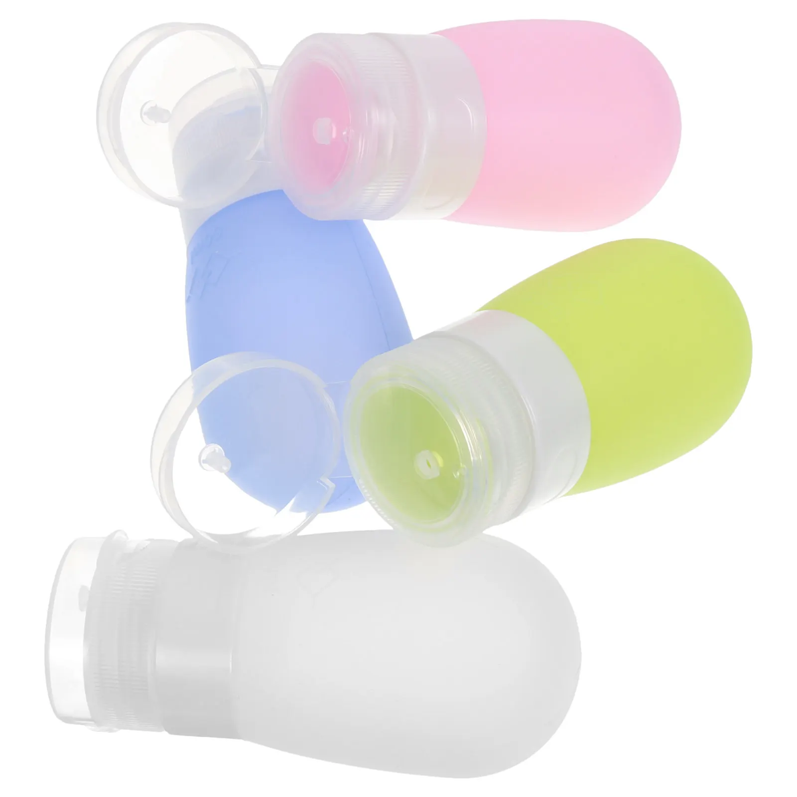 

4Pcs Travel Bottles Silicone Squeezable Shampoo Lotion Containers 60Ml Leakproof Refillable Travel Toiletries Storage