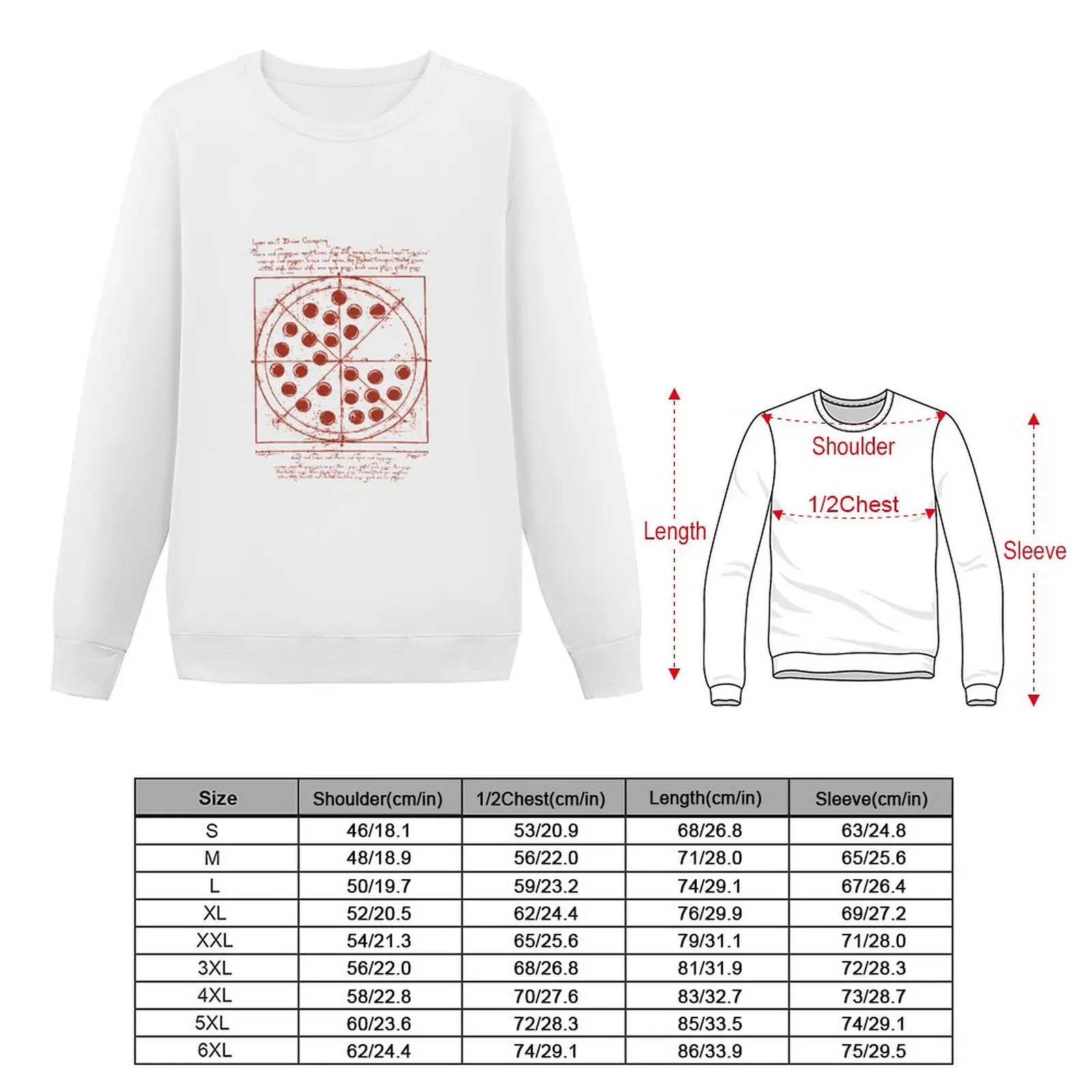 Vitruvian Pizza Sweatshirt men's autumn clothes japanese style mens designer clothes men sweatshirt