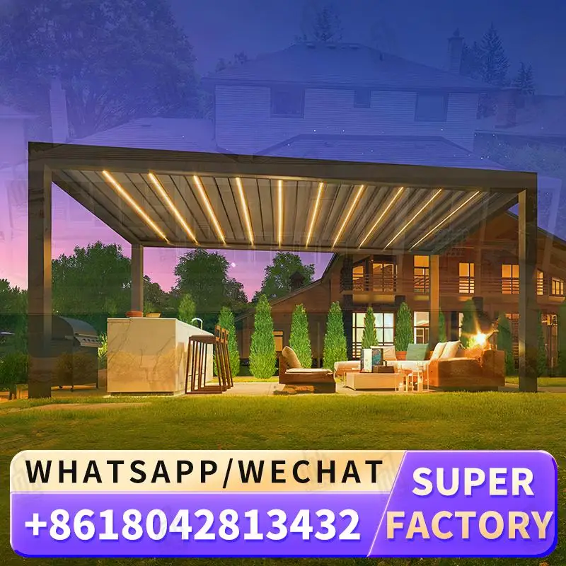

Opening and Closing Roof Louver Gazebo Metal Aluminum Pergola for Garden Decorations Swimming Pool Outdoor Spaces Louver Pergola