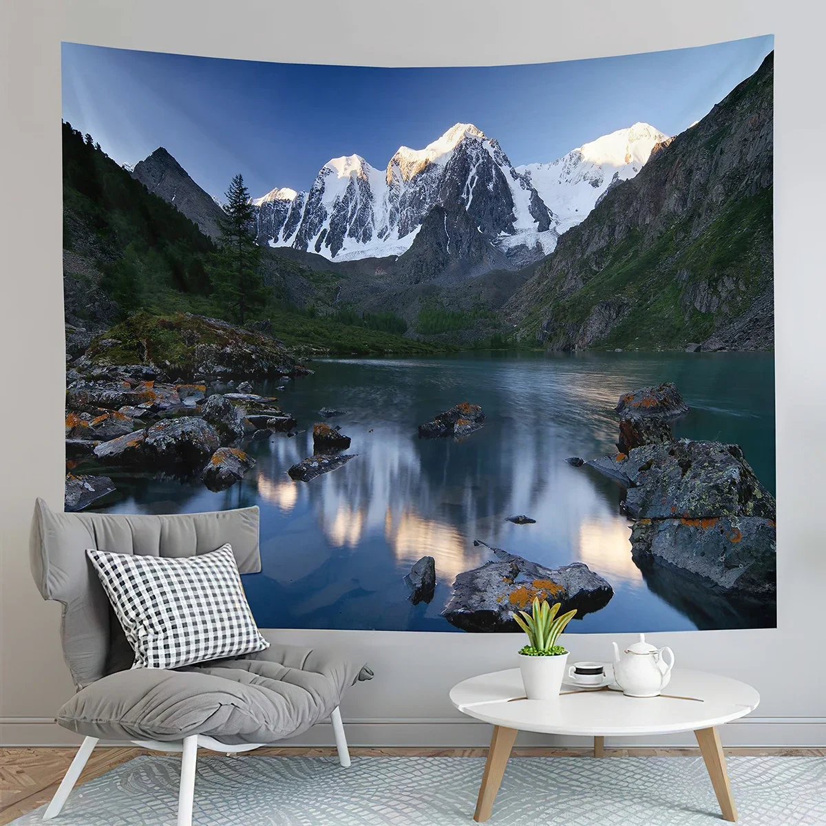 Nature Landscape Tapestry Majestic Lake Tapestry Forest Snowy Peak Tapestry Home Living Room Bedroom Tapestries Decor Aesthetics