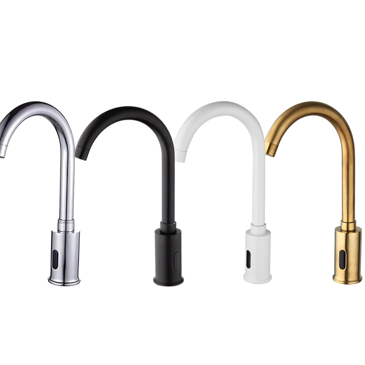 ZAPPO Smart Sensor Basin Faucet Hot and Cold Water Mixer Deck Mounted  Automatic Hands Touchless Sensor Faucet Tap White/Gold