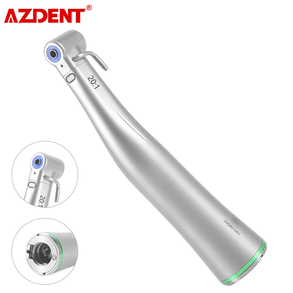 AZDENT Dental LED Fiber Optic 20:1 Implant Contra Angle Push Button Low Speed Handpiece Dentistry Instruments