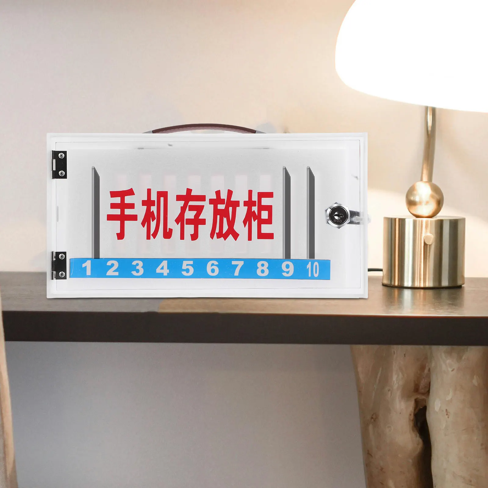 cell-phone-storage-cabinet-lockable-secure-office-classroom-mobile-organizer-smartphones-lock-box-key-transparent-slots-numbered