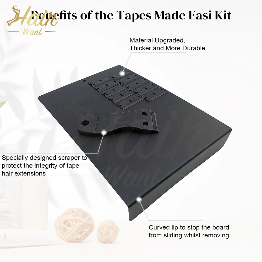 Hair Want Hair Extension Tape Glue Removal Scraper Kit with Remover Backing Board Replacement Blades for Tape In Extensions