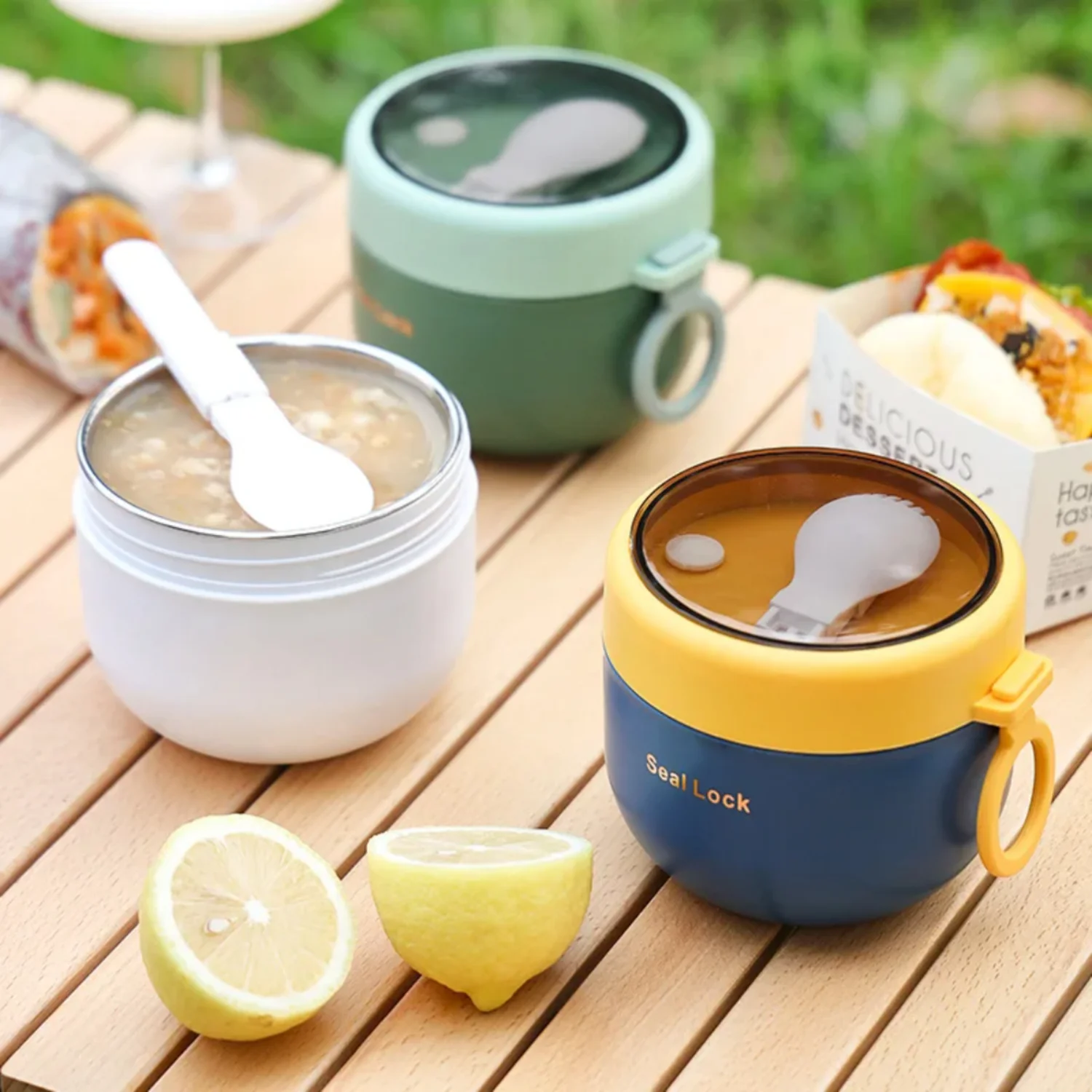 Stainless Steel Lunch Box Drinking Cup With Spoon Food Thermal Jar Insulated Soup Thermos Containers Thermos lunchbox Bag