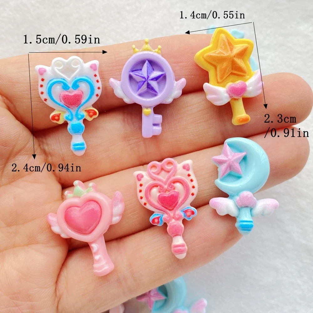 12PCS Resin Colorful Cute cartoon angel magic wand Flat Back Scrapbook DIY Accessories Cartoon Decor Crafts