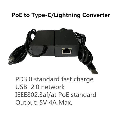 Imagen 2 del producto Tarjeta de red de alimentación PoE a USB tipo C, convertidor Lightning