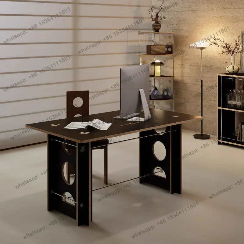 Factory Direct Medieval Minimalist Office Desks Computer And Book Black Light Luxury Office Desks Retro Furniture Mesa De Trabal