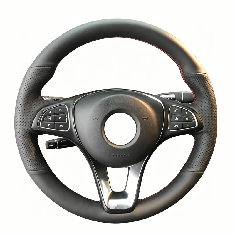 

Car Steering Wheel Cover for Mercedes Benz W176 W246 W205 C117 C218 X218 W213 X156 X253 W166 X166 EQV W447 Leather Hand-Stitch