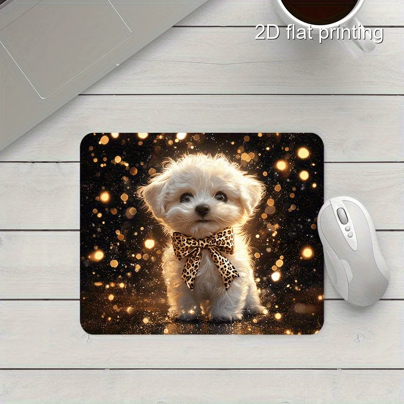 

Shiny puppy mouse pad, anti-slip rubber base, creative printed design, computer desk pad, high-definition printed desk pad
