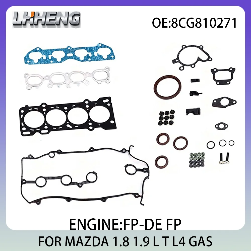 

Engine Full Gasket set For MAZDA 323 626 PREMACY 1.8L 1.9L 1.8 1.9 L T L4 GAS 97-04 FP-DE FP 8CG810271 8FG610271