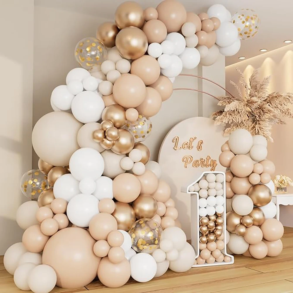 Kit de arco de Globos de piel, confeti dorado de arena blanca, guirnalda de Globos de látex, fiesta de cumpleaños para niños, Baby Shower, decoración de boda, Globos