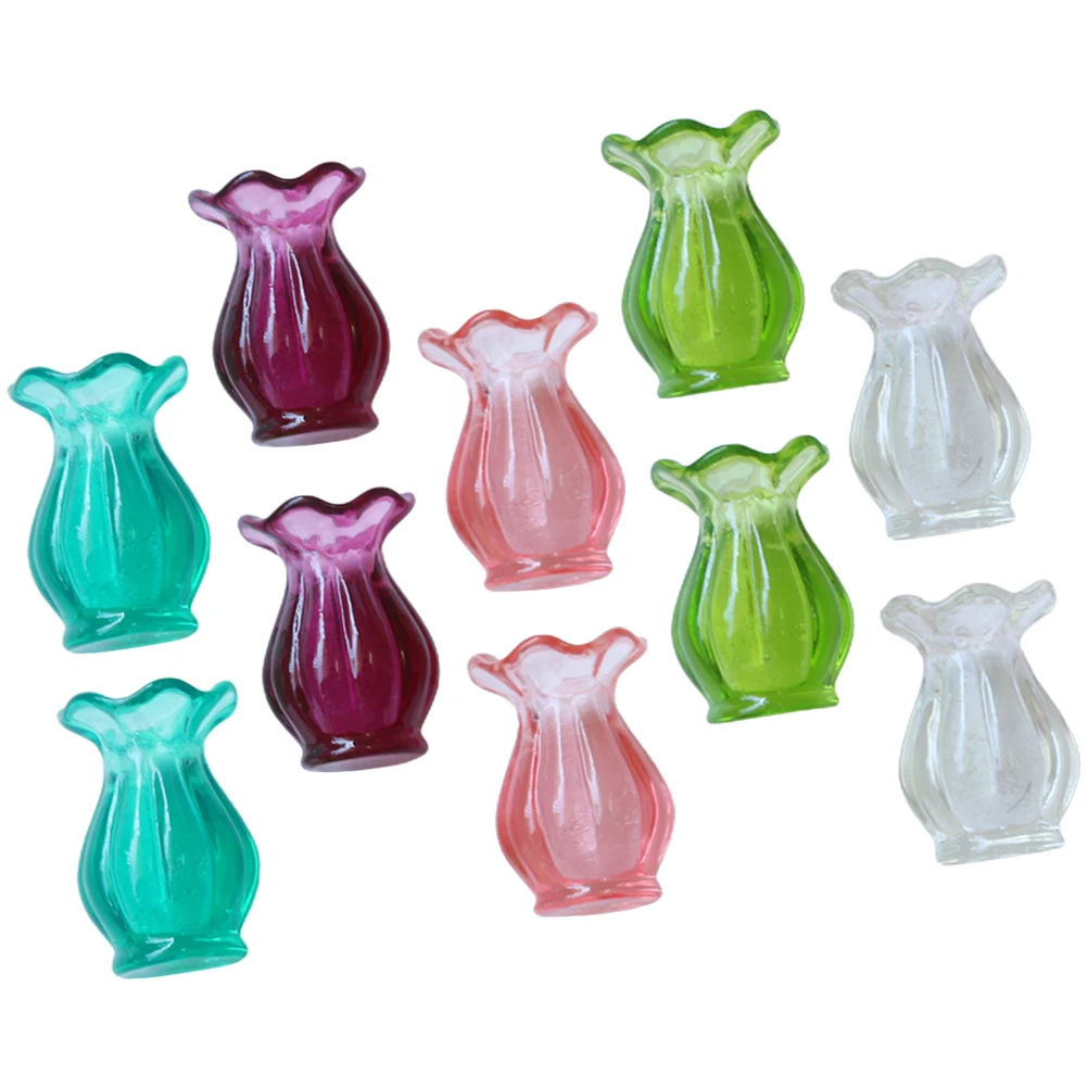 Juego de 10 Mini Jarrones de Resina Premium, Decoración para Casa Pequeña, Mini Maceta, Adorno de Escritorio, Detalle de Paisaje en Miniatura