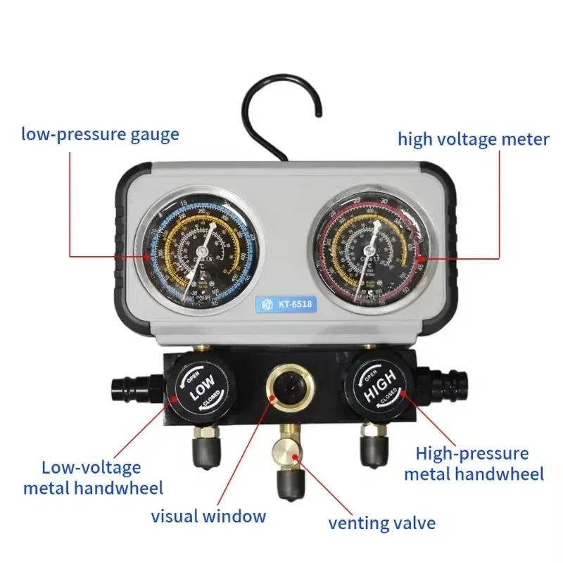 R134A AC air conditioning manifold instrument kit R22 R32 diagnostic hose kit air conditioning refrigerant inflation kit