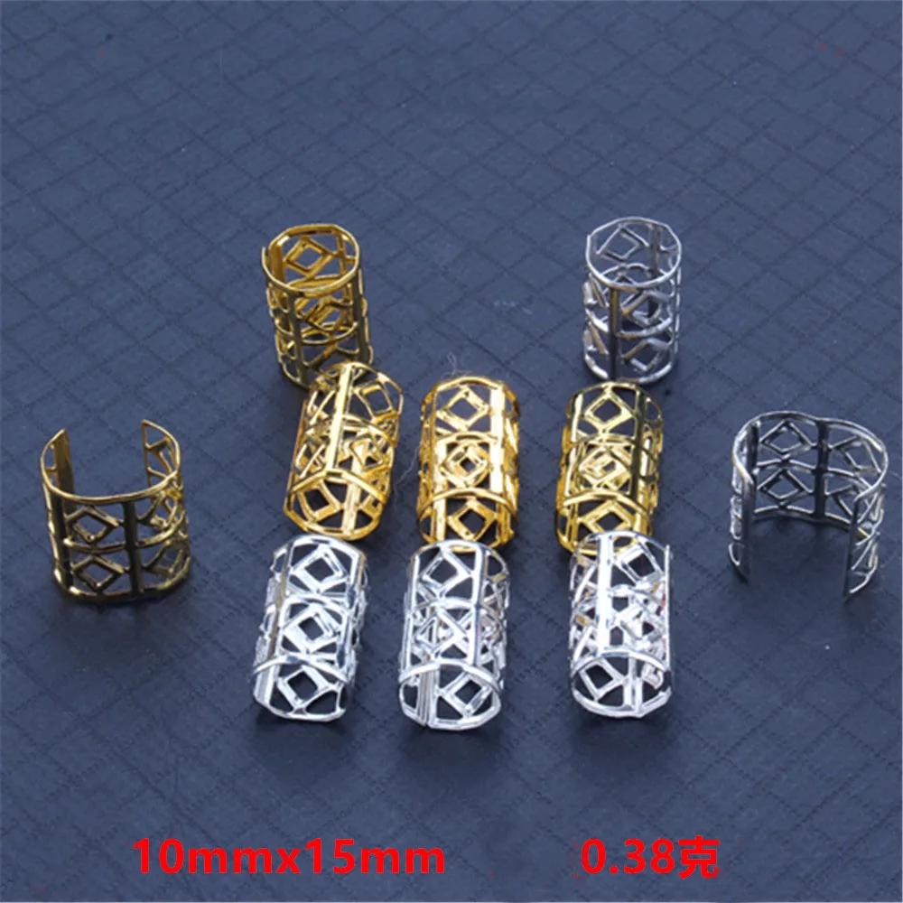 20Pcs/Lot Adjustable Hair Rings Beads Cuffs Gold Silver Hollow Tubes Charms Dreadlocks Dread Hair Braiding Women Hair Tools