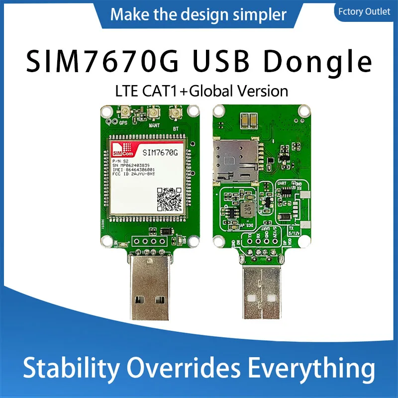 SIMCOM SIM7670G USB Dongle SIM7670G-LNGV SIM7670G-MNGV GNSS(Optional) LTE CAT1 4G Module Modem With Antenna Global band
