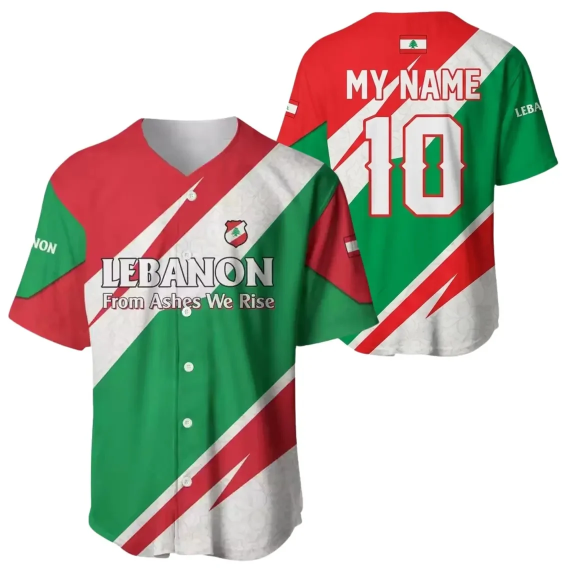 Custom Lebanon Baseball Jersey Personalized Name Number, Lebanon Fan Shirt, Red Green White Sports Uniform Top Gift Supporters