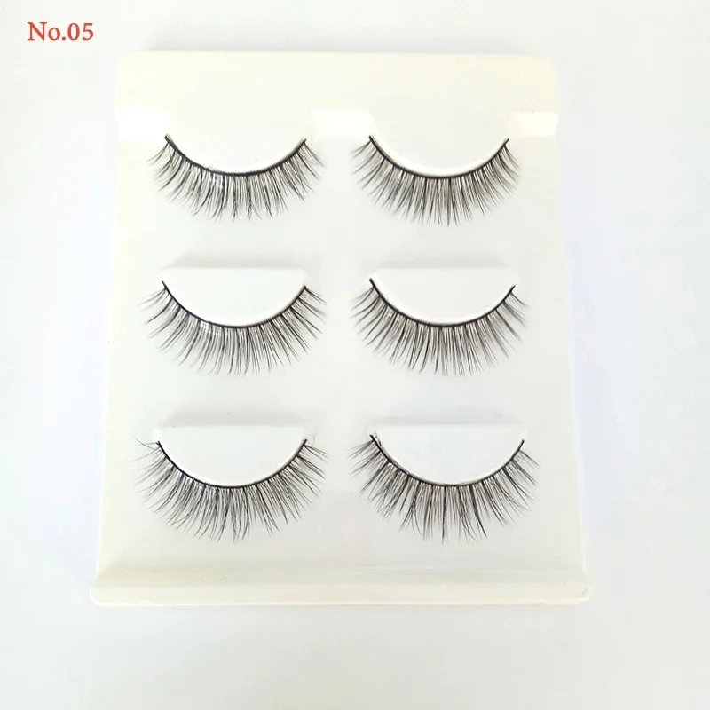 3 pares de pestañas postizas 3D para mujer, herramientas de maquillaje de ojos con barra Natural suave, pestañas gruesas de estilo cruzado, pestañas de tira completa