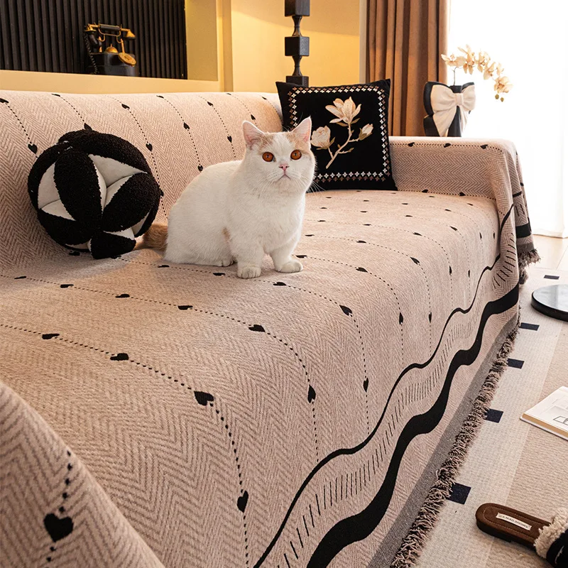 Vintage Sofa Covers for Living Room Slipcover Chenille Scratch Resistant  Anti Cat Scratch Cushion Couch Protector