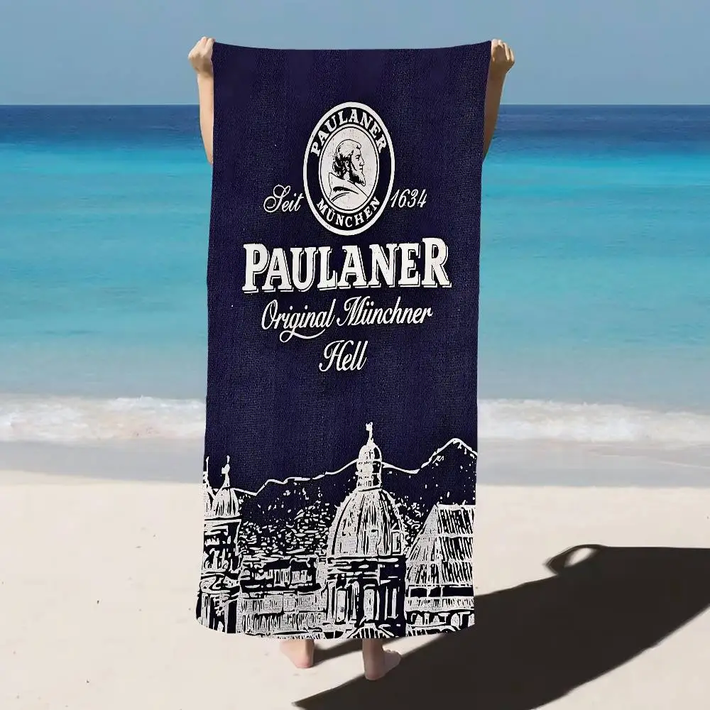 German Beer P-Paulaners Beach Towel Colorful Bath Towels for Girl Microfiber Quick Dry Custom Sand Free Beach Yoga Spa Gym Pool