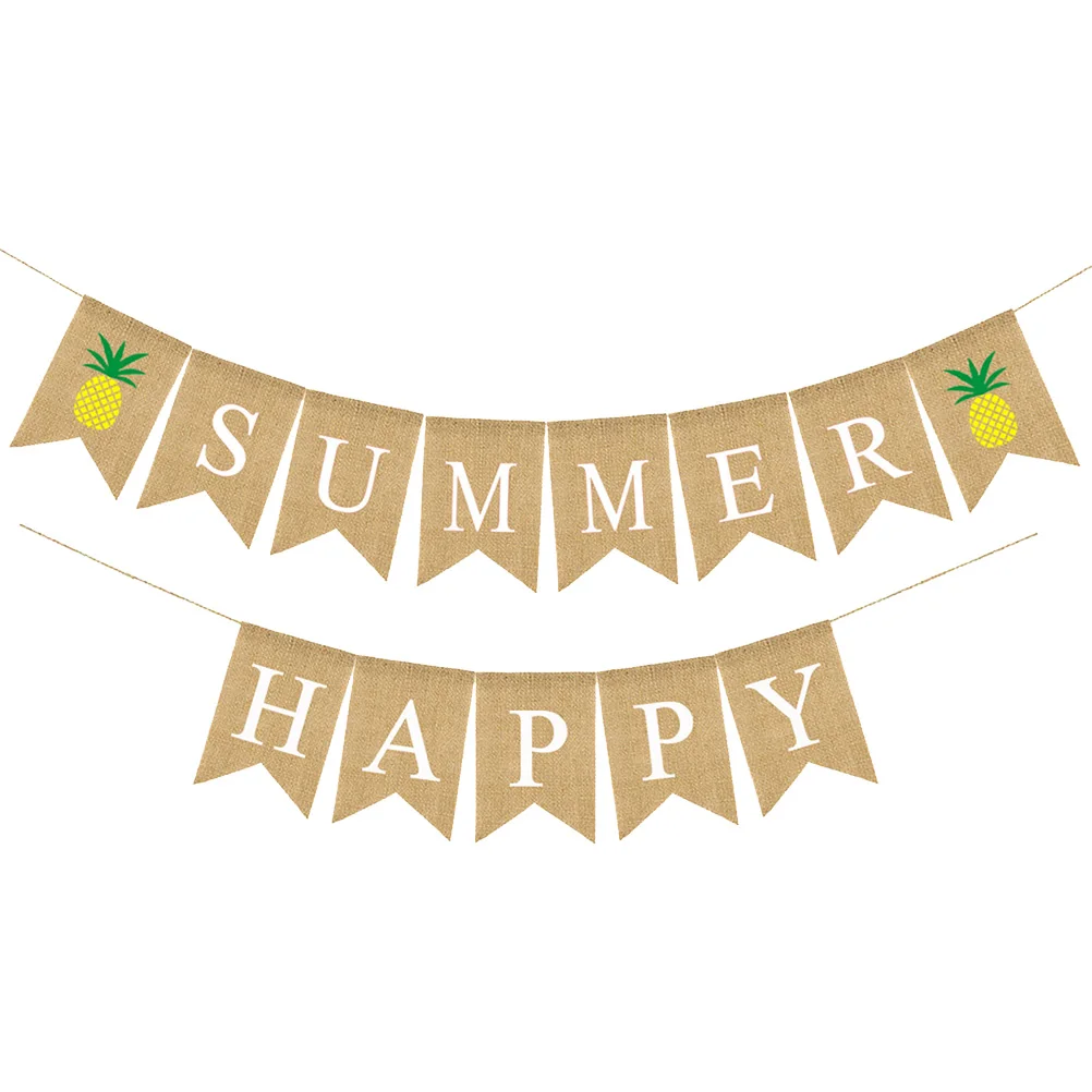 

Summer Decoration Flags Linen Dovetail Banner Hawaii Party Supplies Burlap Garlands Colorful Hello Summer Letters for Event