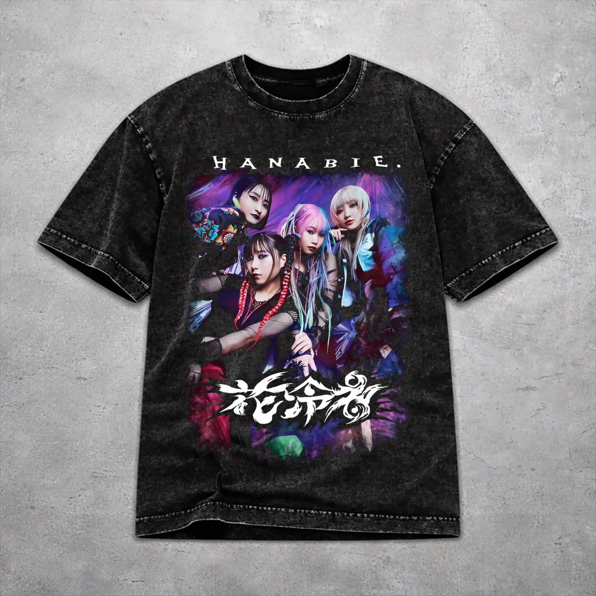 Retro Women Men Hanabie Band  Tee Shirt Washed Style  T Shirts Clothes