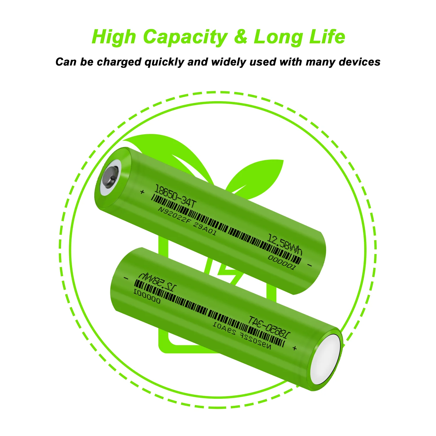 New 2024 18650 3400mAh Battery 3.7v 18650 Lithium Rechargeable Battery with Pointed Real Capcity 3400mAh Flashlight Batteries