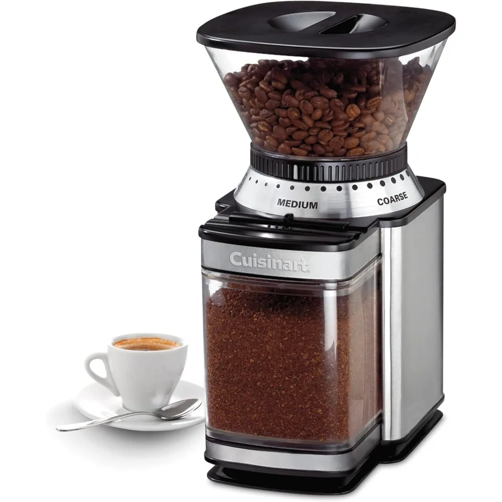 

Electric Burr Coffee Grinder with 18-Position Selector, Automatic One-Touch Operation, Black Stainless Design