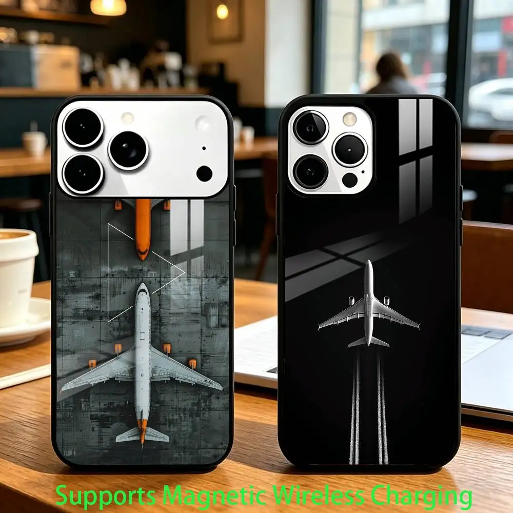 

A-Airplane Plane Phone Case For iPhone17,16,15,14,13,12,11 Plus,Pro Allows magnetic wireless charging
