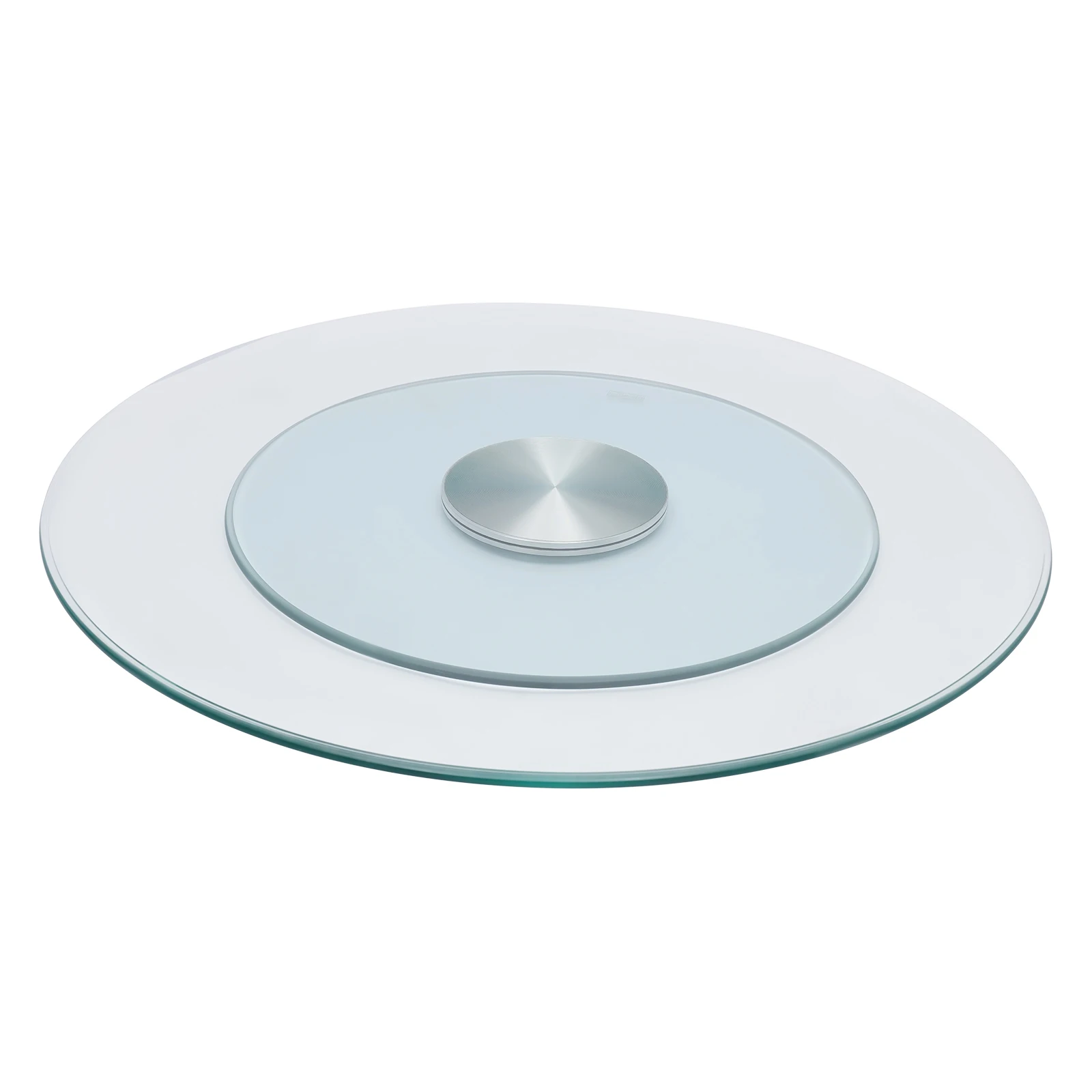 360 °   Piatto girevole da pranzo girevole in vetro temperato, diametro 27,56", telaio in lega di alluminio, capacità di carico per carichi pesanti