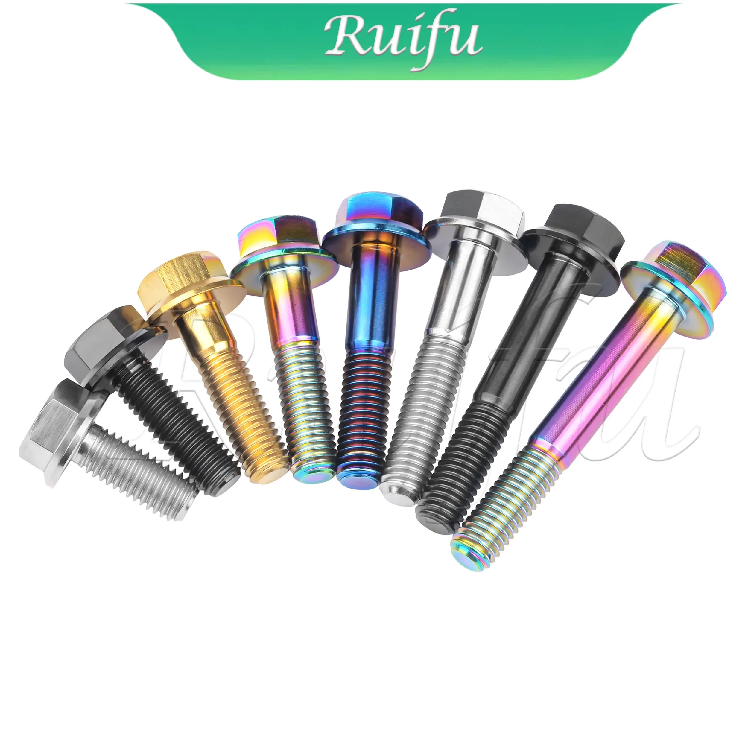 

Ruifu Titanium Bolt Motorcycle Modified Titanium Screws M6 M8x10/15/20/25/30/35/40/45/50/55mm Flange Head DIN6921
