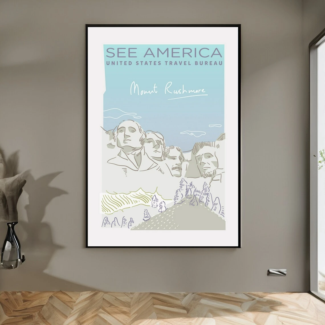 Mount Rushmore National Park Wall Poster, WPA Park Posters, South Dakota Parks, National Park Art