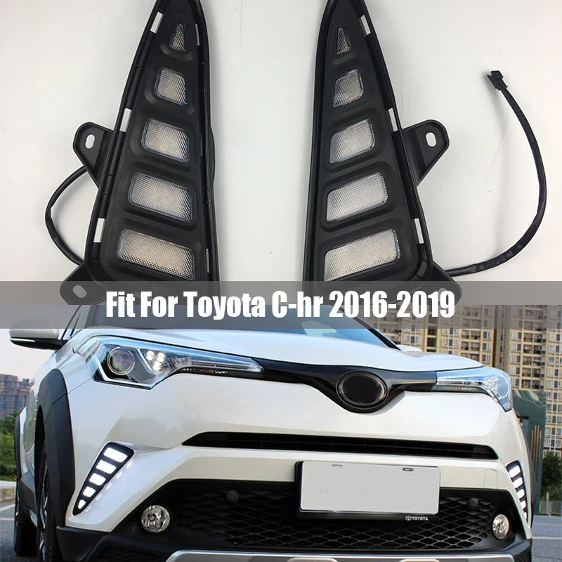 

Daytime Running Light Daylight fog lamp For Toyota C-HR CHR 2016 2017 Yellow turn Signal Style Relay Waterproof ABS Car DRL LED