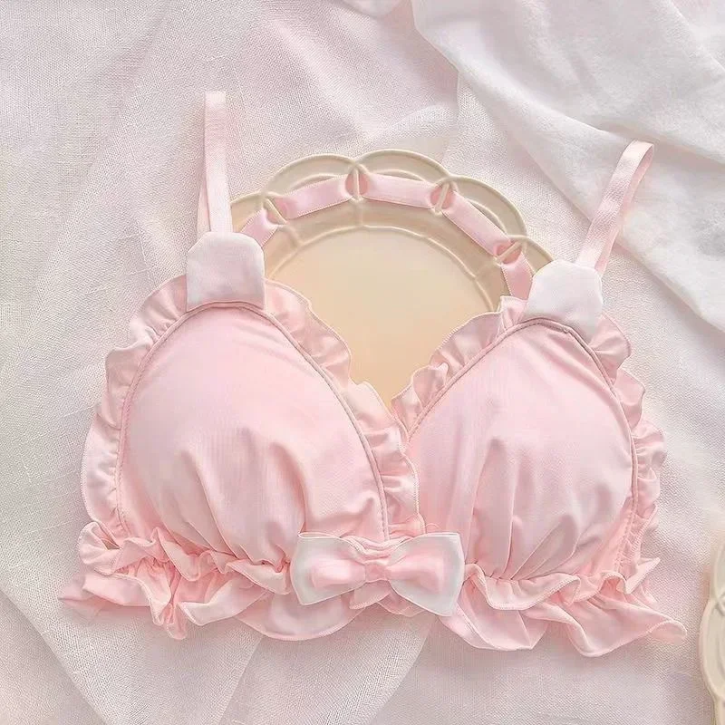 Malé dívčí spodní prádlo s bílými králičími ušima, japonské dívky, čistá touha, malá hrudník, tenká podprsenka bez kostic - náhled 4