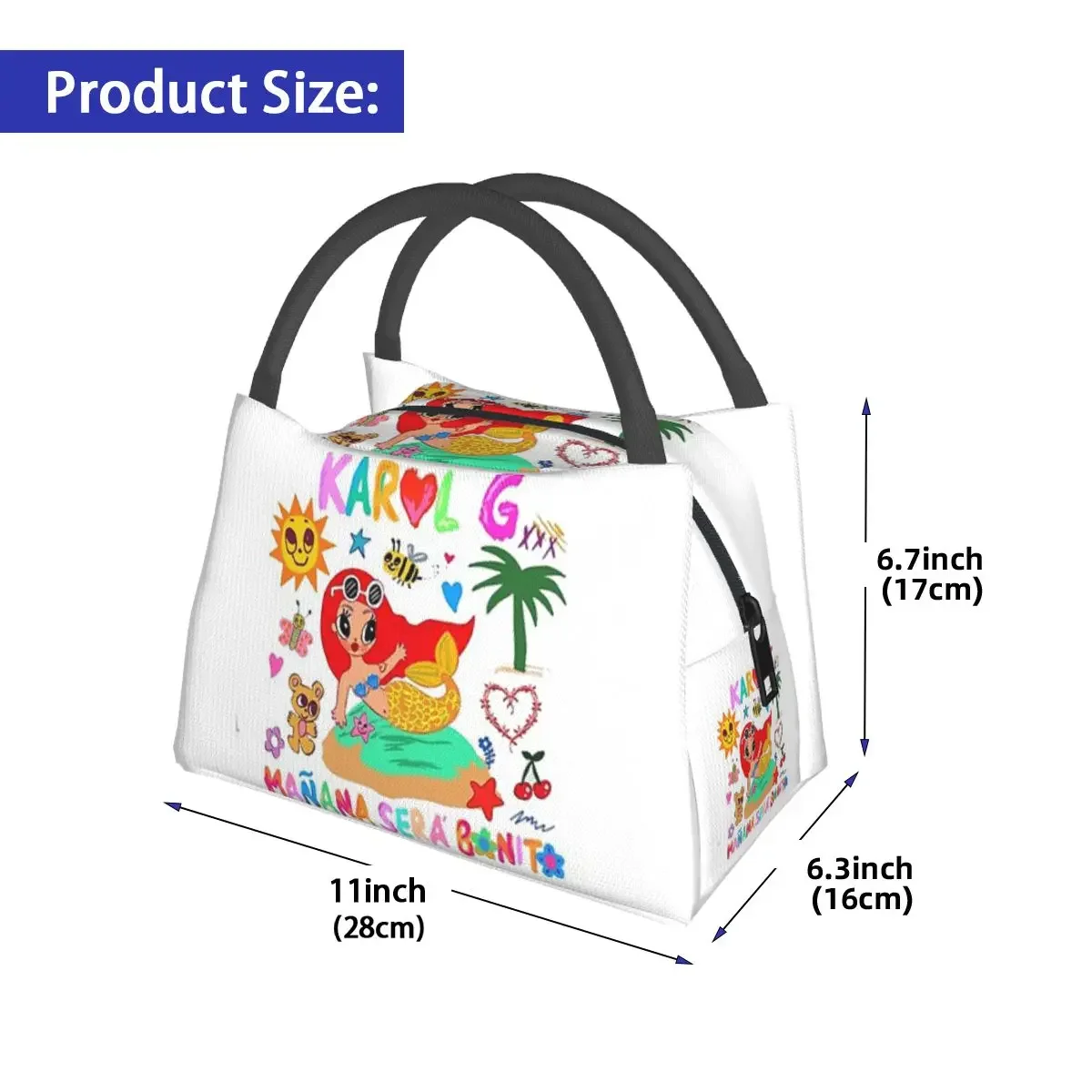 Manana Sera Bonito Karol G Lunch Bags, Isolado Bento Box, Tote à prova de vazamento, Piquenique Sacos, Refrigerador, Saco térmico para mulheres, Viagem