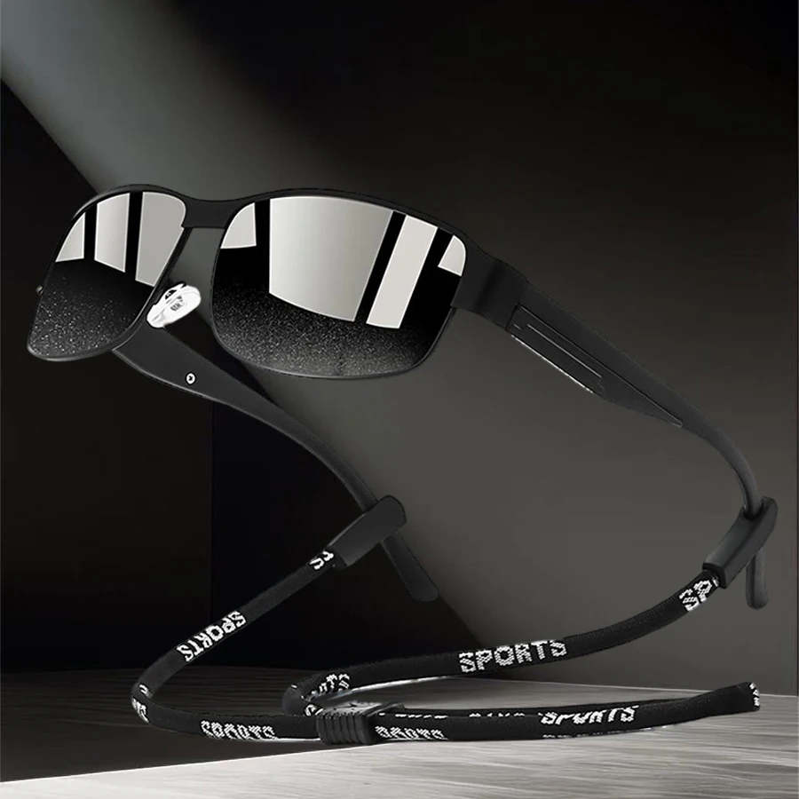 Fashion Metal Frame UV400 Sunglasses for Men And Women Colorful Driving Fishing Running Protective Glasses with Chain