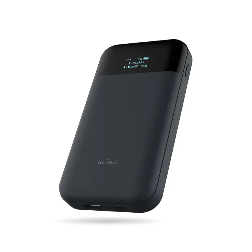 GL.iNet GL-E750V2 EM060K-G MUDI 4G LTE Tragbarer Reiserouter, Reise-WLAN mit SIM-Kartensteckplatz, OpenWrt OpenVPN WireGuard, 7000mAh 8-Stunden-Akku, 300 plus 433Mbps WLAN, 285g Taschenformat für