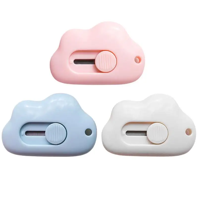 Cute Cloud Shape Mini Utility Knives, Box Cutter, Retrátil Letter Opener, Portable Carton Opener