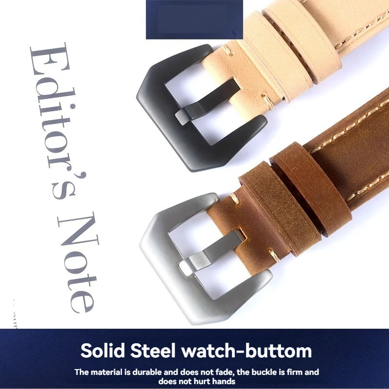 Удлиненный кожаный ремешок XL 140 + 90 мм, подходит для часов Panerai DIESEL, ретро кожаный ремешок ручной работы Crazy Horse, мужской 22 мм 24 мм